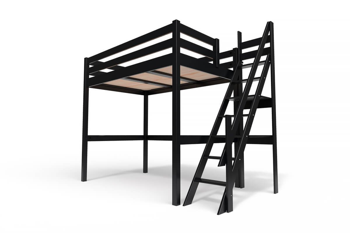 Lit mezzanine 120 x 200 cm | Bois massif: Hêtre | Laqué Naturel