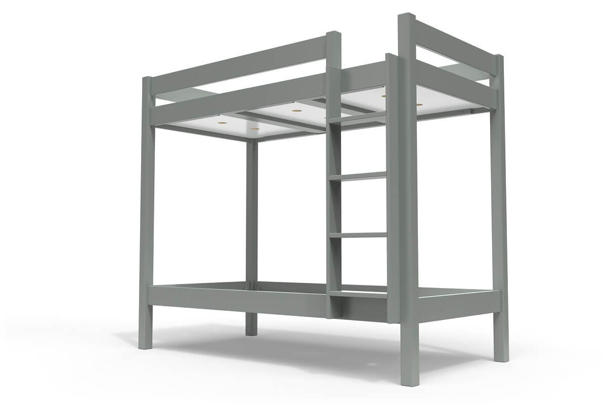 Lit Superposé 2 Places En Bois Gris - Sans Matelas - Occasion En Bon état