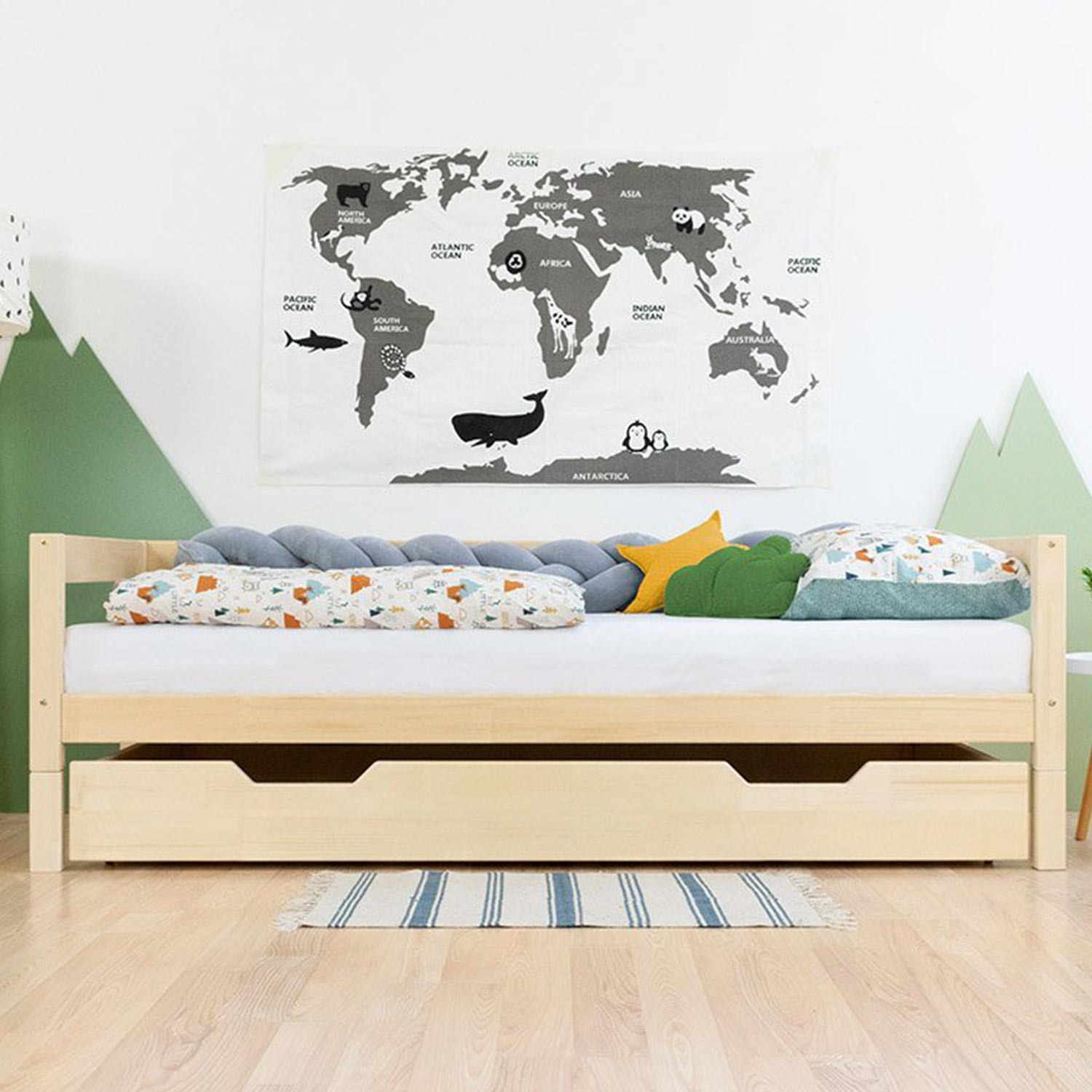 Lit Tipi Enfant Vert Menthe Avec Sommier à Lattes - Dimensions 160x80 Cm, Bois De Pin, Neuf