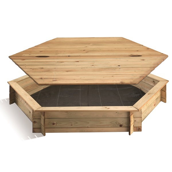 Bac à Sable En Bois 140 Cm Avec Couvercle - Bancs Intégrés, Bois FSC Traité, Pour Jardin - 10