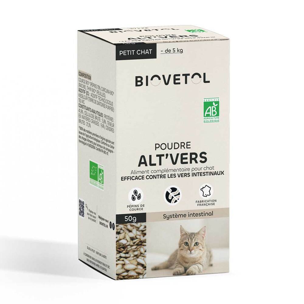 Biovetol - Poudre alt'vers bio petit chat 0 à 5kg 50g
