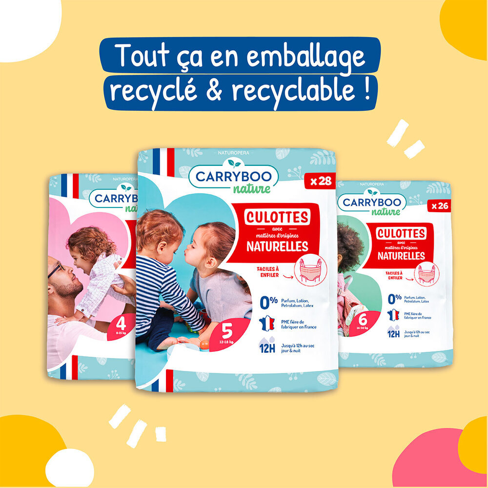 Couches écologiques Voile Naturel T6 - Paquet Géant De 34 Couches - Taille 16‑30 kg - 7