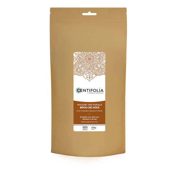 Teinture Capillaire Centifolia Brou De Noix - Poudre 250 Gr, Pour Tous Types De Cheveux - Colorant Naturel