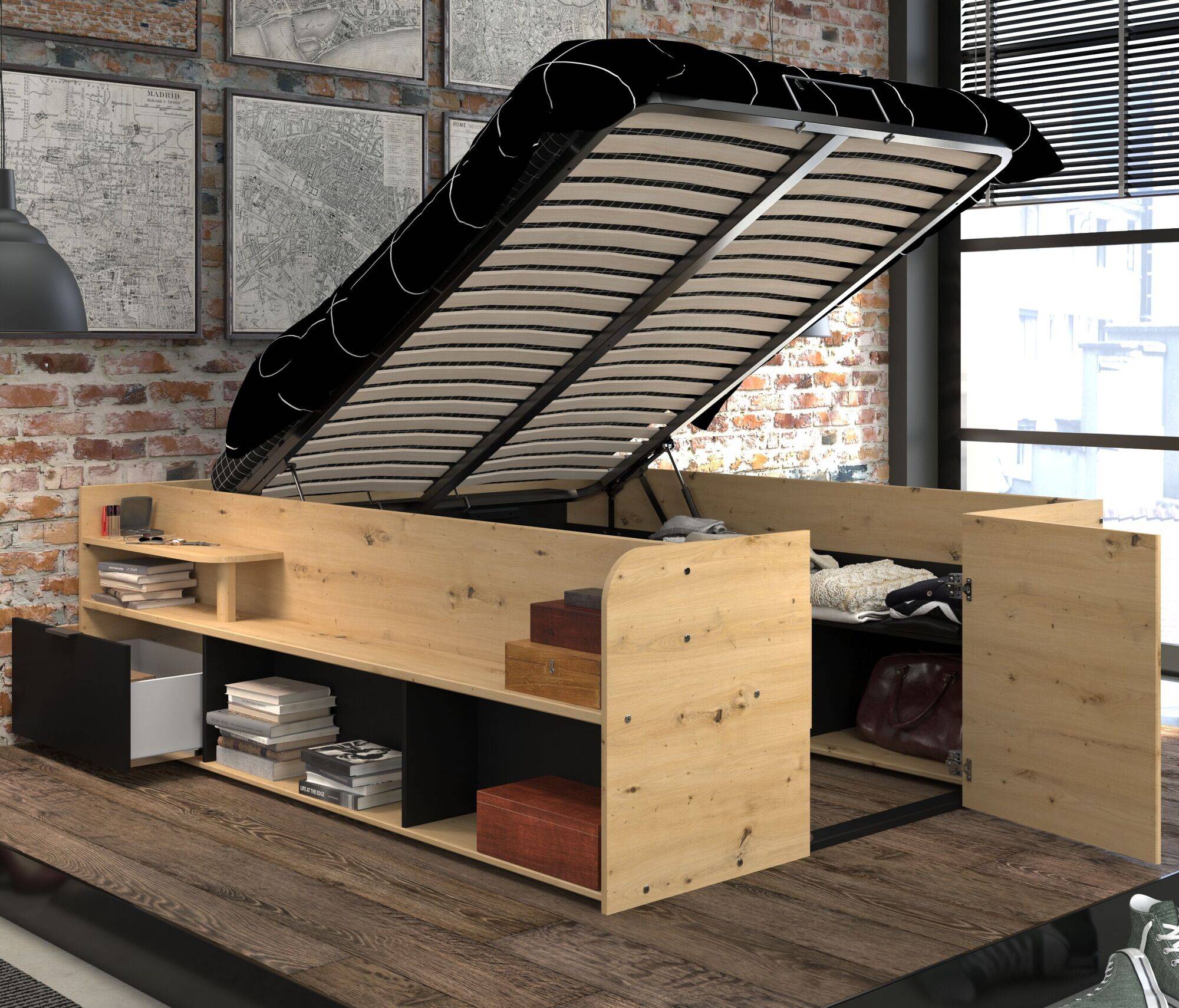 Camif Lit coffre Paco 140 x 190/200 cm | Greenweez