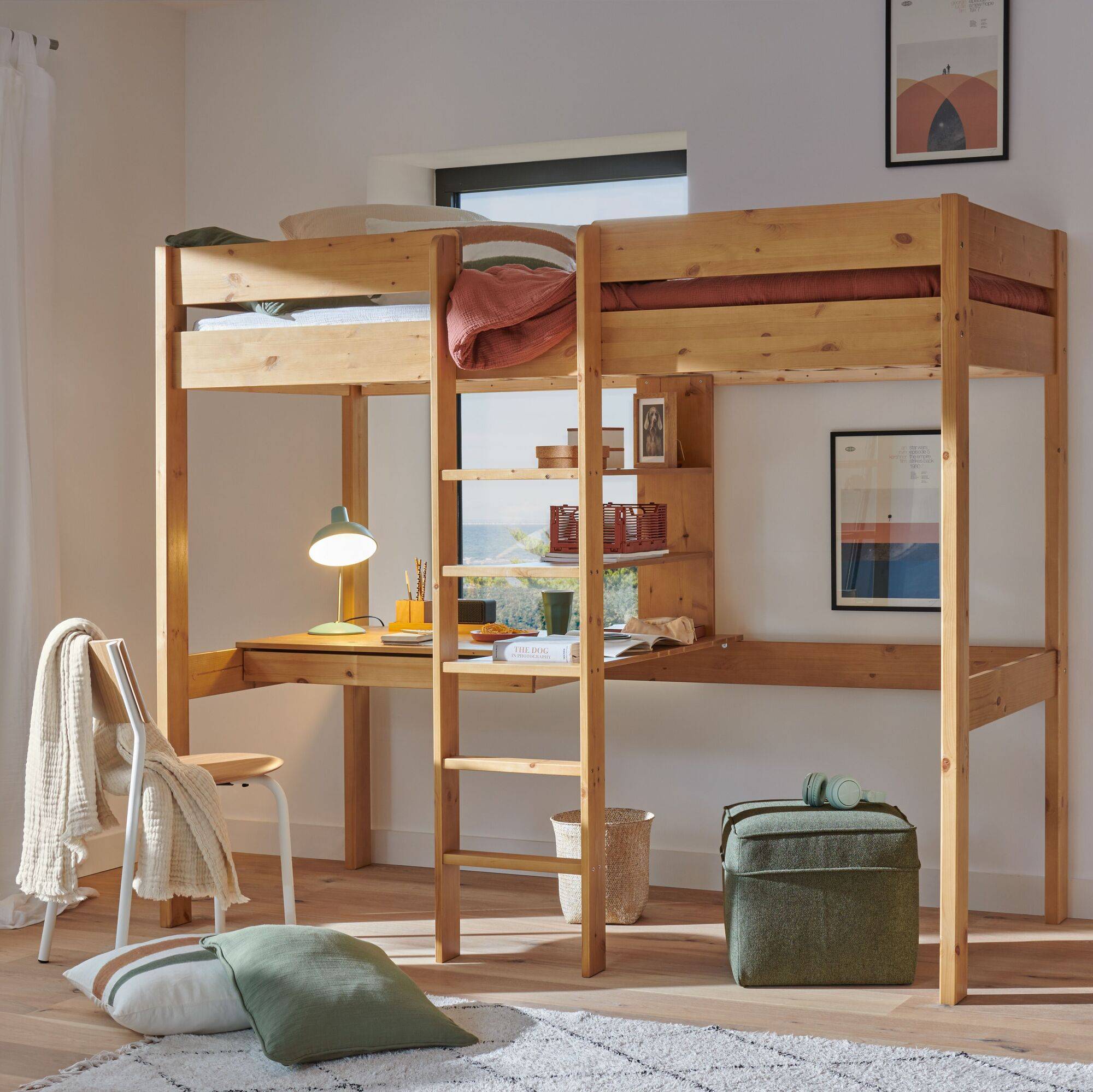 Camif Lit mezzanine bois massif Tim | Greenweez