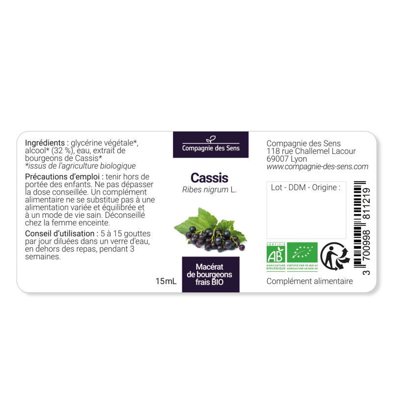 Macérât De Bourgeons De Cassis Bio Santarome 30 Ml - Immunité - Date Limite 01/2027
