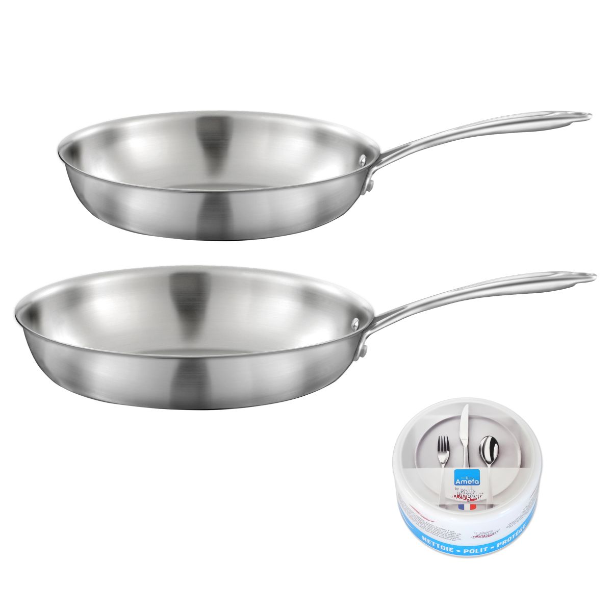 2 Cache-poêles Anti-éclaboussures Acier Inoxydable - Diamètres 25 Cm Et 32 Cm - Poignée Pliable - Pour Cuisson Propre