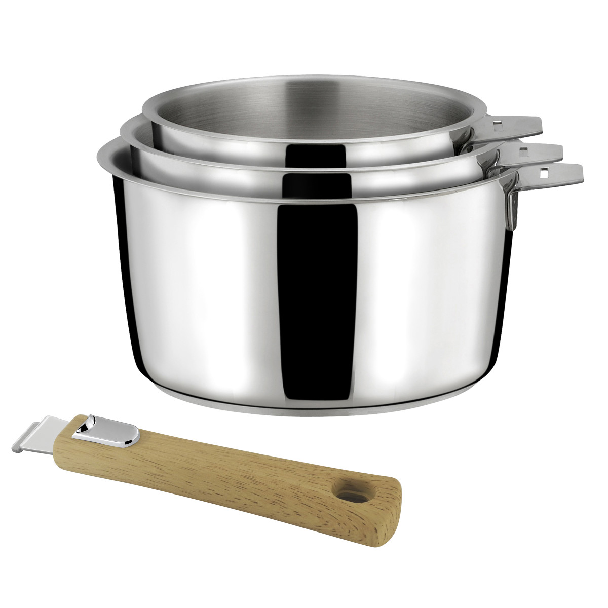 Tefal Ingenio Preference Inox Lot Casseroles 16/20cm Avec Poignée Amovible Induction