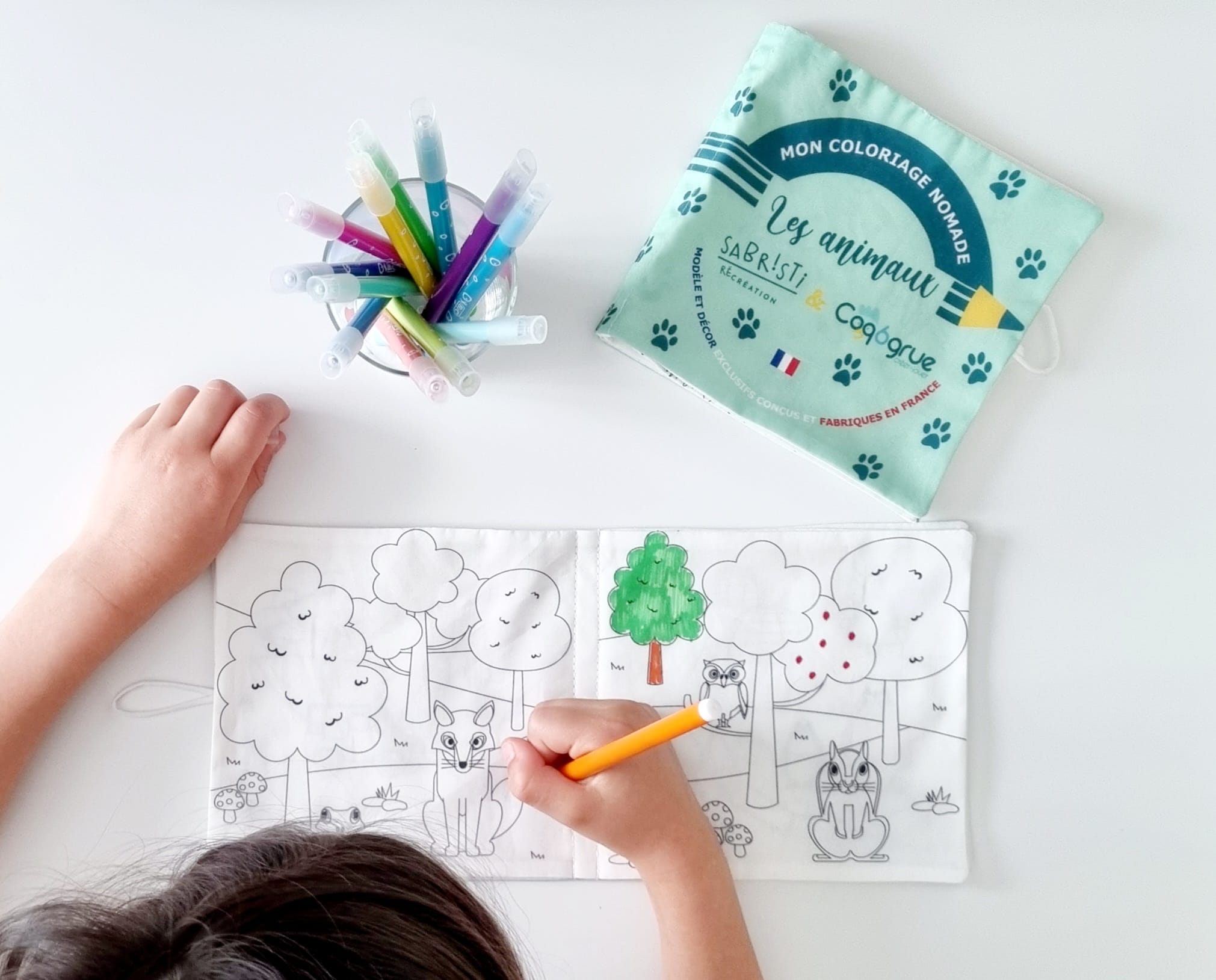 Cahier de coloriage lavable en coton thème Animaux | Greenweez