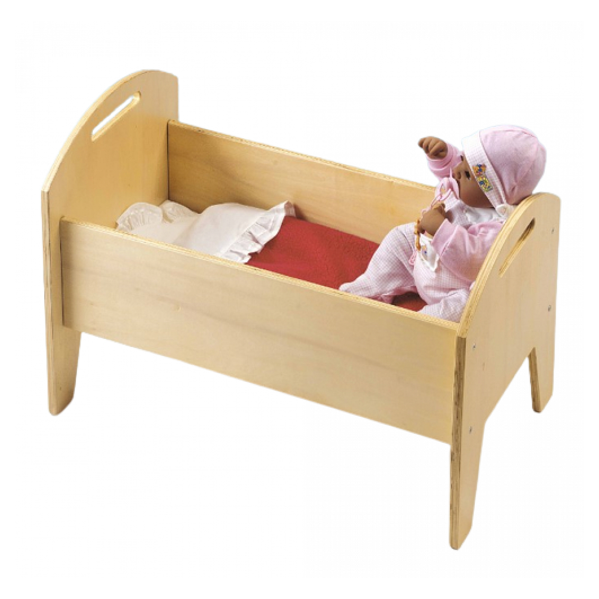 LIT BERCEAU BOIS MOTIF BASQUE ou BRETON +MATELAS