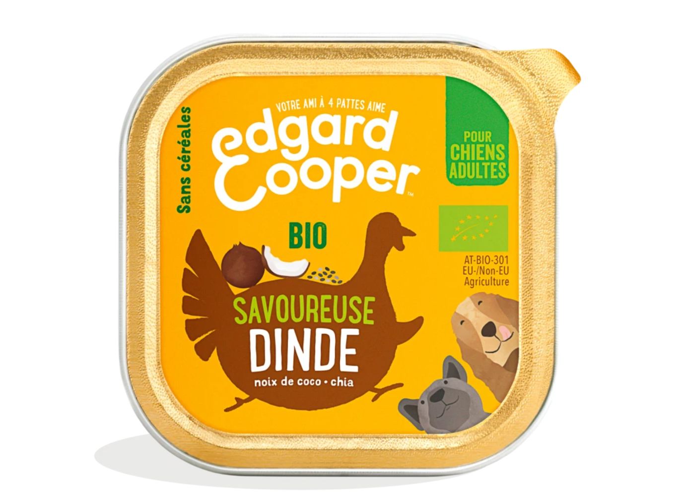 Edgard Cooper - Edgard Cooper - Pâtée Bio Sans Céréales Dinde pour Chien 100g