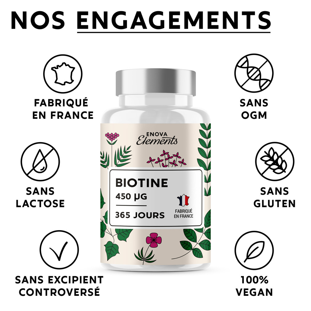 Vitamines Biotine + Zinc - 365 Comprimés - Pour Cheveux, Peau Et Ongles