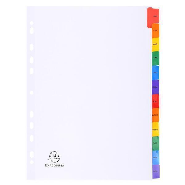 Intercaleur Paper Intercalaires Imprimés mensuels 160g 12 positions A4 Blanc x 20 | Greenweez