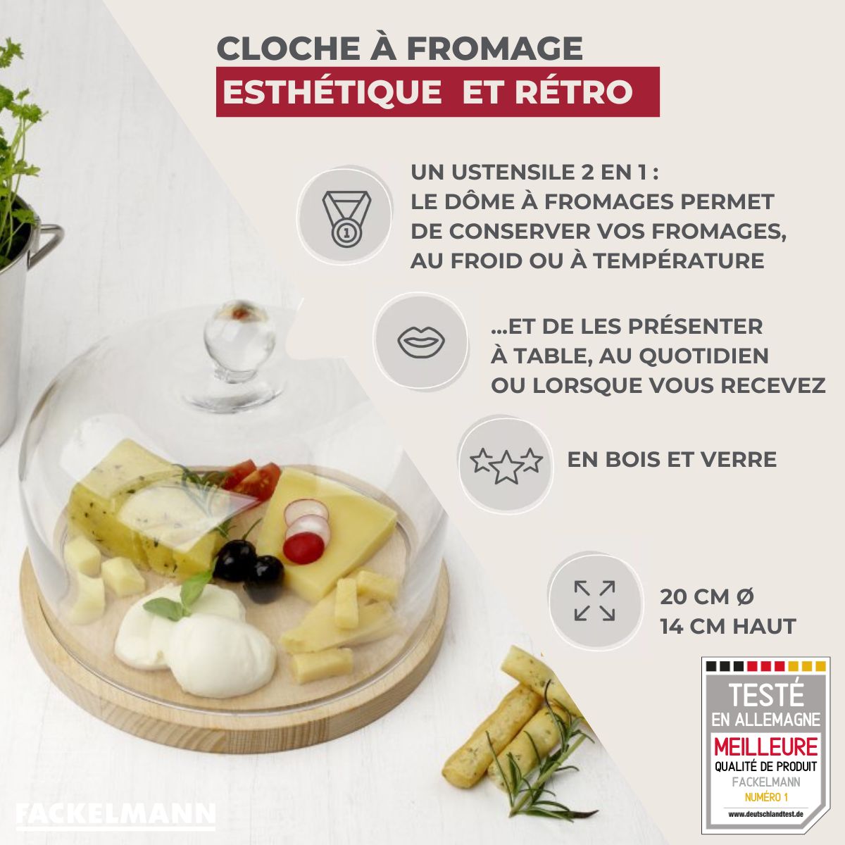 Cloche à Fromage En Verre épais – Vintage – Diamètre 16 Cm – Ronde Transparente