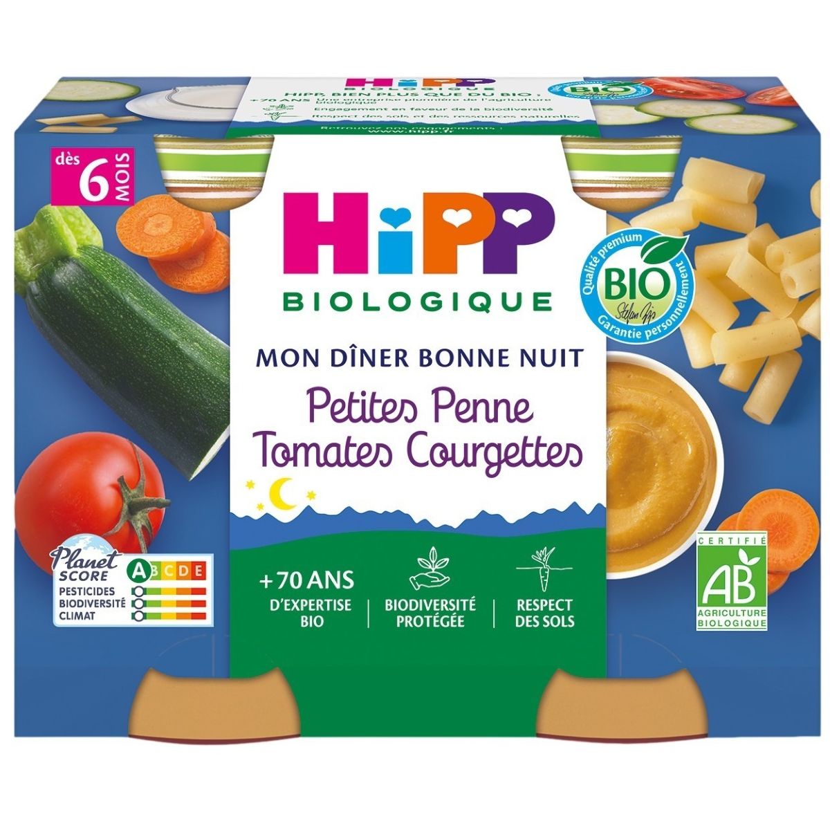 Hipp Bio Mon Dîner Bonne Nuit Petites Lasagnes Aux Légumes Dès 18 Mois - Lot De 6 Assiettes 260g