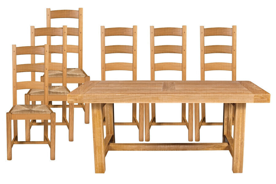Table De Ferme Et Chaises Provençales - Bois Massif - 200x90 Cm - Antique - Très Bon État