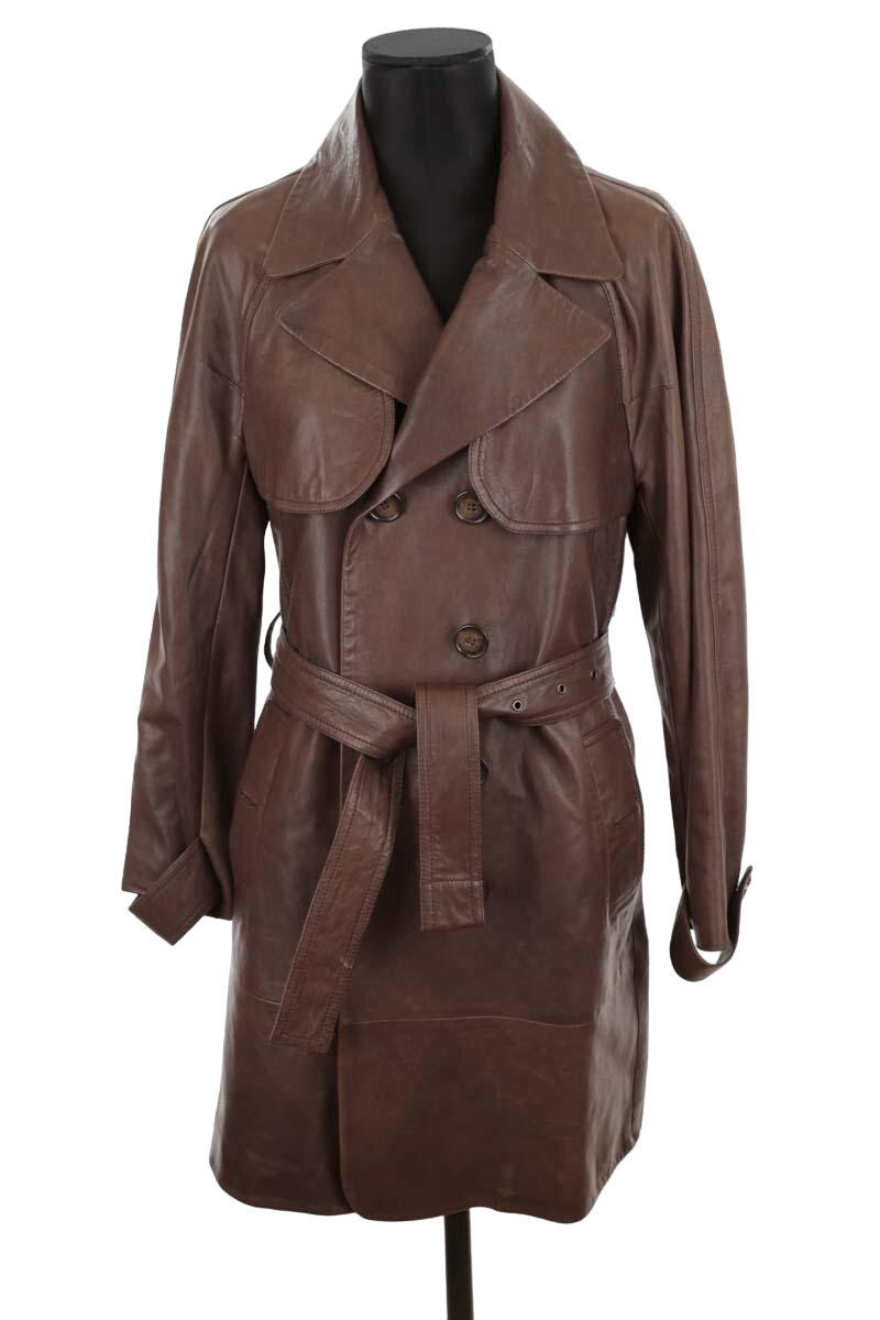 Trench-coat Homme En Cuir D'agneau Gris Premium - Longueur Totale, Coupe Ajustée, Fait Main, Nombreuses Poches
