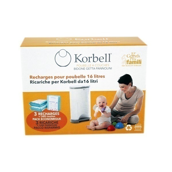 10 Recharges Poubelle à Couches NETONDA – Anti-Odeurs 7 Couches, Parfum Citron, Capacité 280 Couches, Bleu