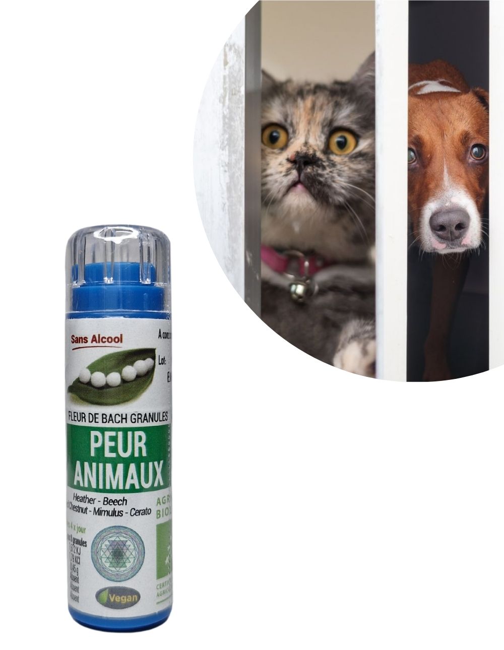 Kosmeo B - PEURS ANIMAUX complexe fleurs de bach granules O% Alcool BIO