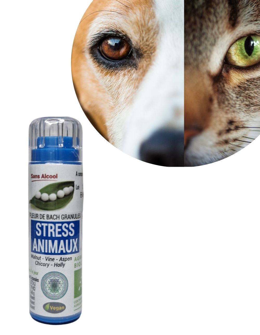 Kosmeo B - STRESS ANIMAUX complexe fleurs de bach granules O% Alcool BIO