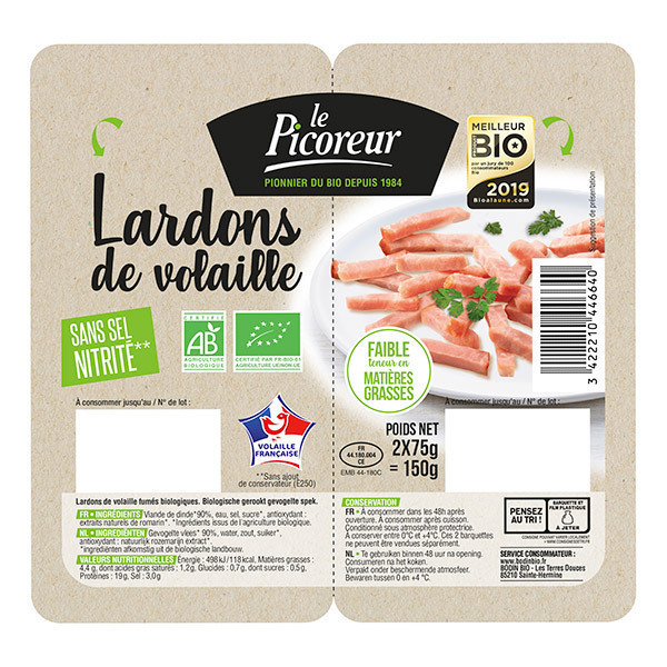 Lardons de Volaille "Sans Sel Nitrité" 150g Greenweez