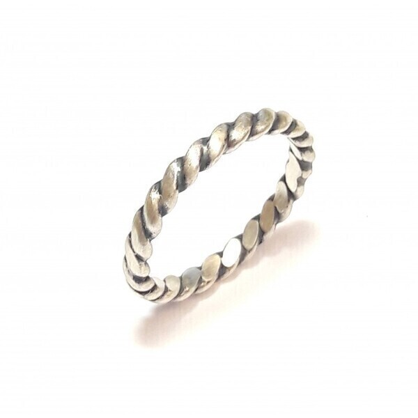 Bague Vintage Argent Torsadé Sterling 925 - Taille 17mm - Anneau Simple - Occasion Sans Marque