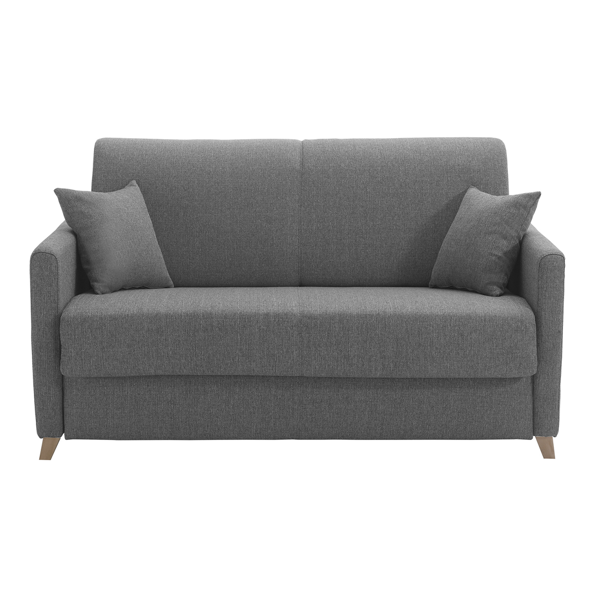 Canapé convertible 2-3 places en tissu gris et bois clair | Greenweez
