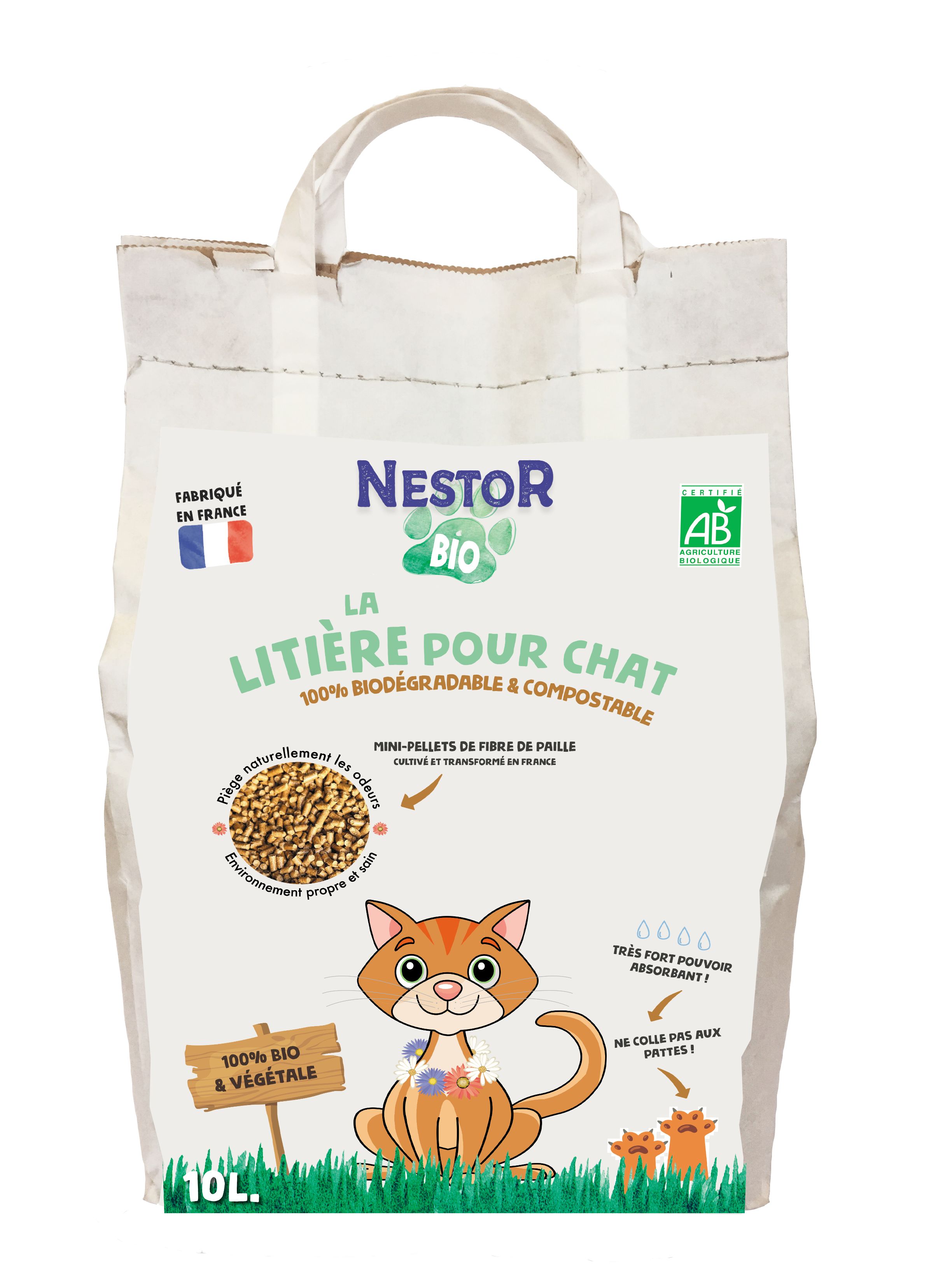 Nestor Bio - Nestor - Litière Désodorisante 100% Bio et Naturelle 10L