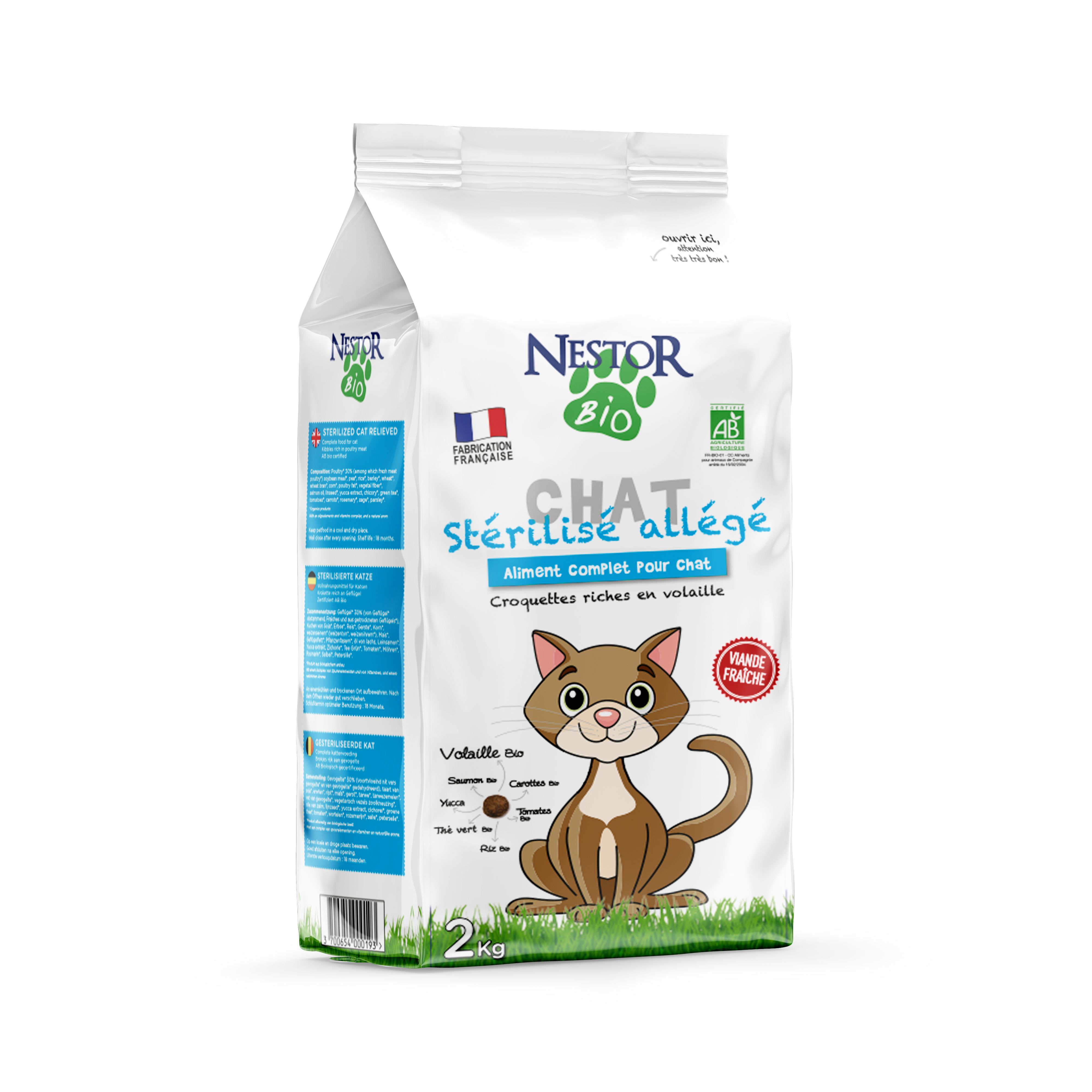 Nestor Bio - Nestor - Croquettes Bio à la Volaille pour Chat Stérilisé 2KG