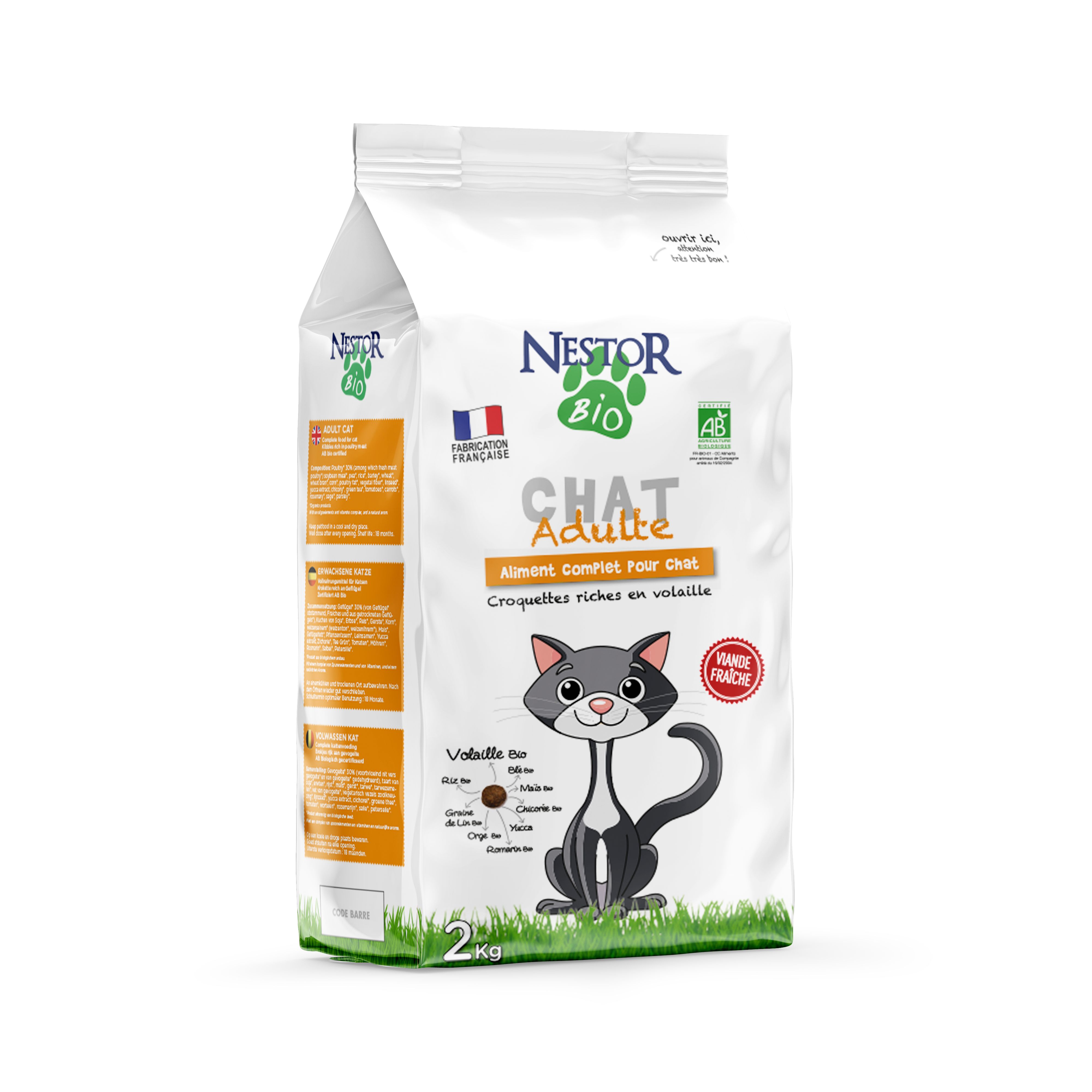 Nestor Bio - Nestor - Croquettes Bio à la Volaille pour Chat 2KG