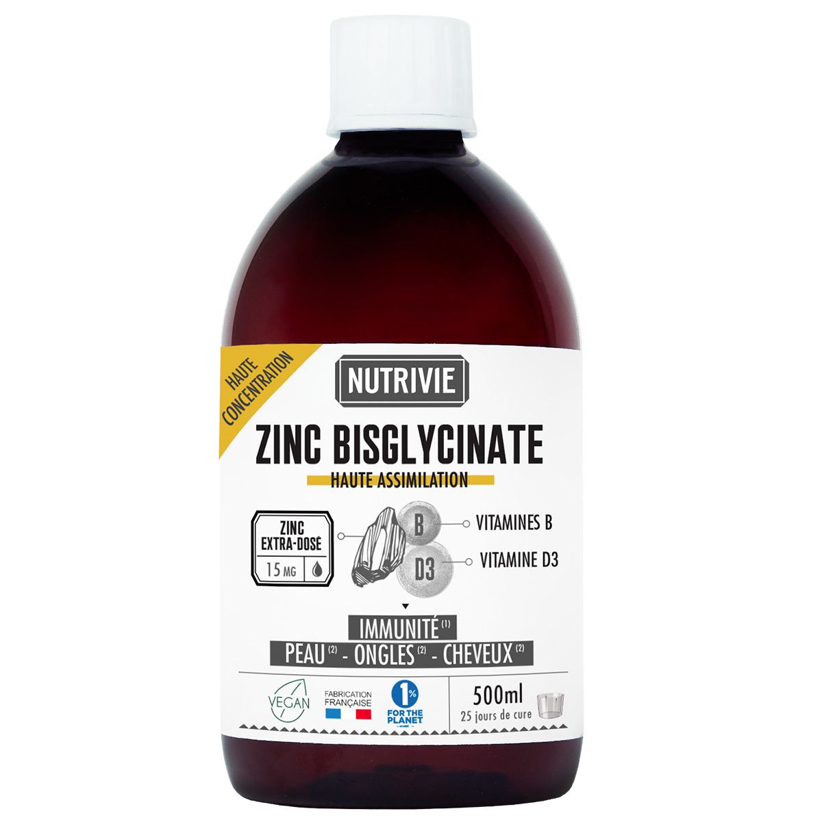 Complément Alimentaire Zinc Bisglycinate NOVOMA - 120 Gélules - Immunité, Peau, Cheveux