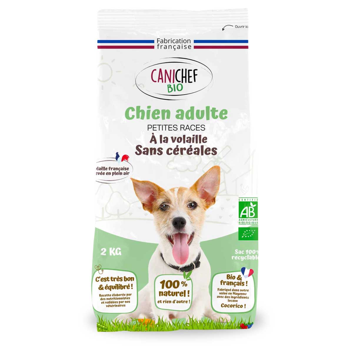 Canichef - Lot de 2 x Croquettes bio sans céréales petit chien 2kg
