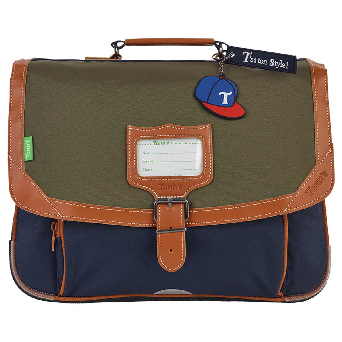 Cartable Axel Kaki/Bleu 38 cm Greenweez