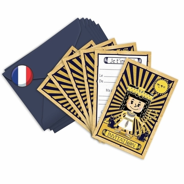 Kit de 6 invitations anniversaire Cléopâtre et 6 enveloppes Greenweez