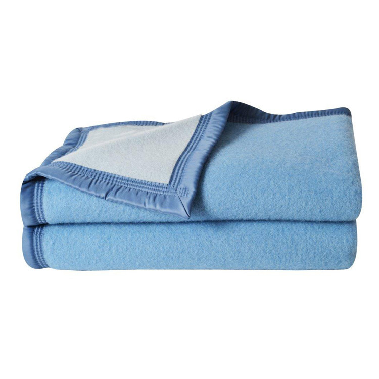 Couverture 100% laine pour lit - Rose et gris pâle