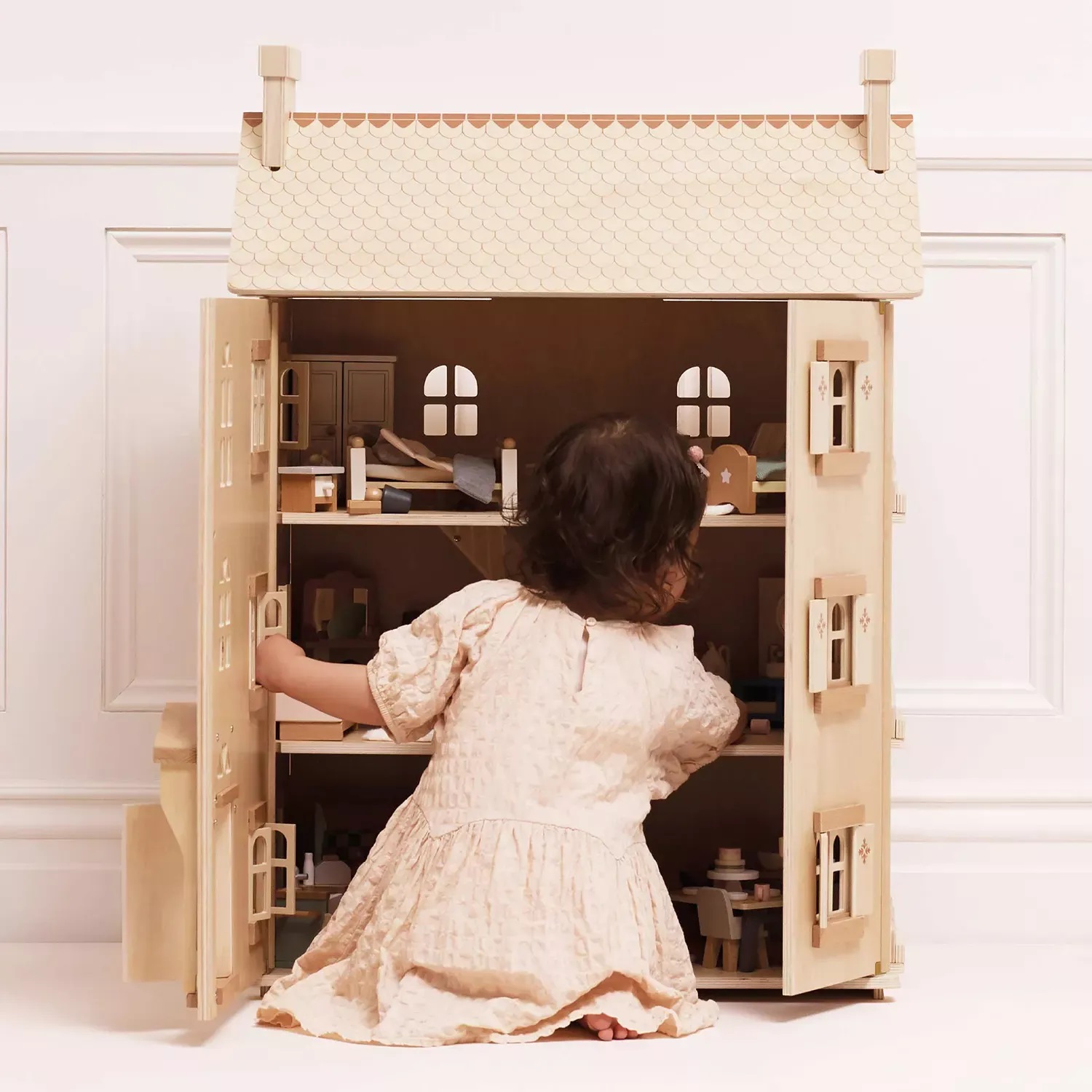 Wagoog Famille de Poupées pour Maison de Poupée, Ensemble de poupées en Bois pour Accessoires de
