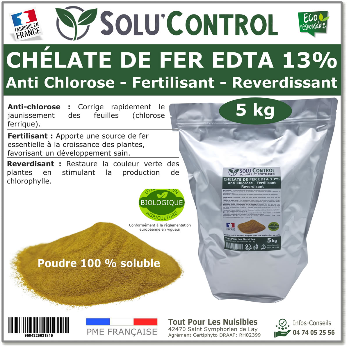 SOLU'CONTROL 5 kg Chélate de Fer EDTA 13 Greenweez — free download