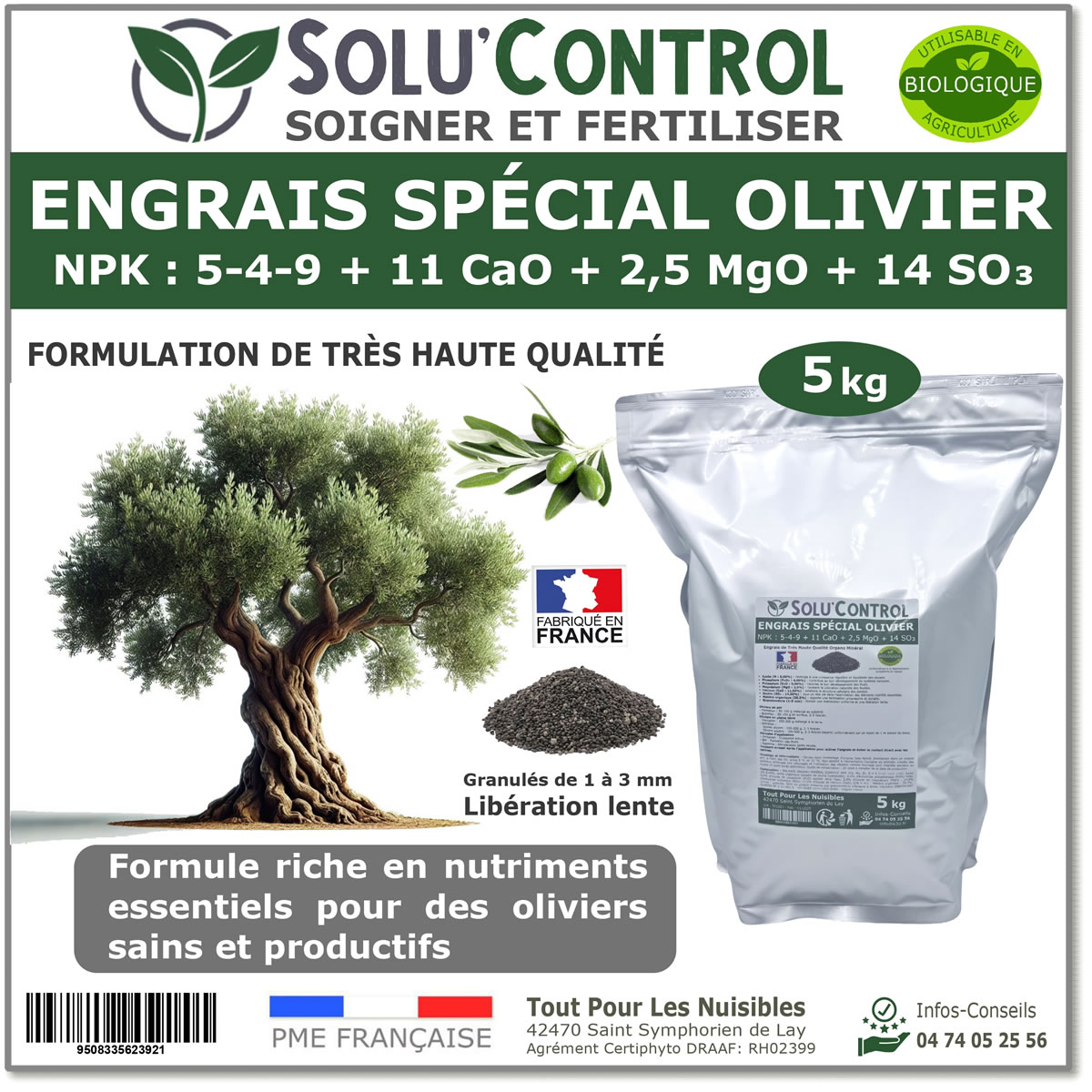 SOLU'CONTROL - 1,5 kg d' Engrais Spécial Tomates, Aubergines, Poivrons, Piments - Formulation haute qualité Organo-Minerale - UAB - Gamm vert SOLU'CONTROL - 1,5 kg d' Engrais Spécial Tomates, Aubergines, Poivrons, Piments - Formulation haute qualité Organo-Minerale - UAB - Gamm vert