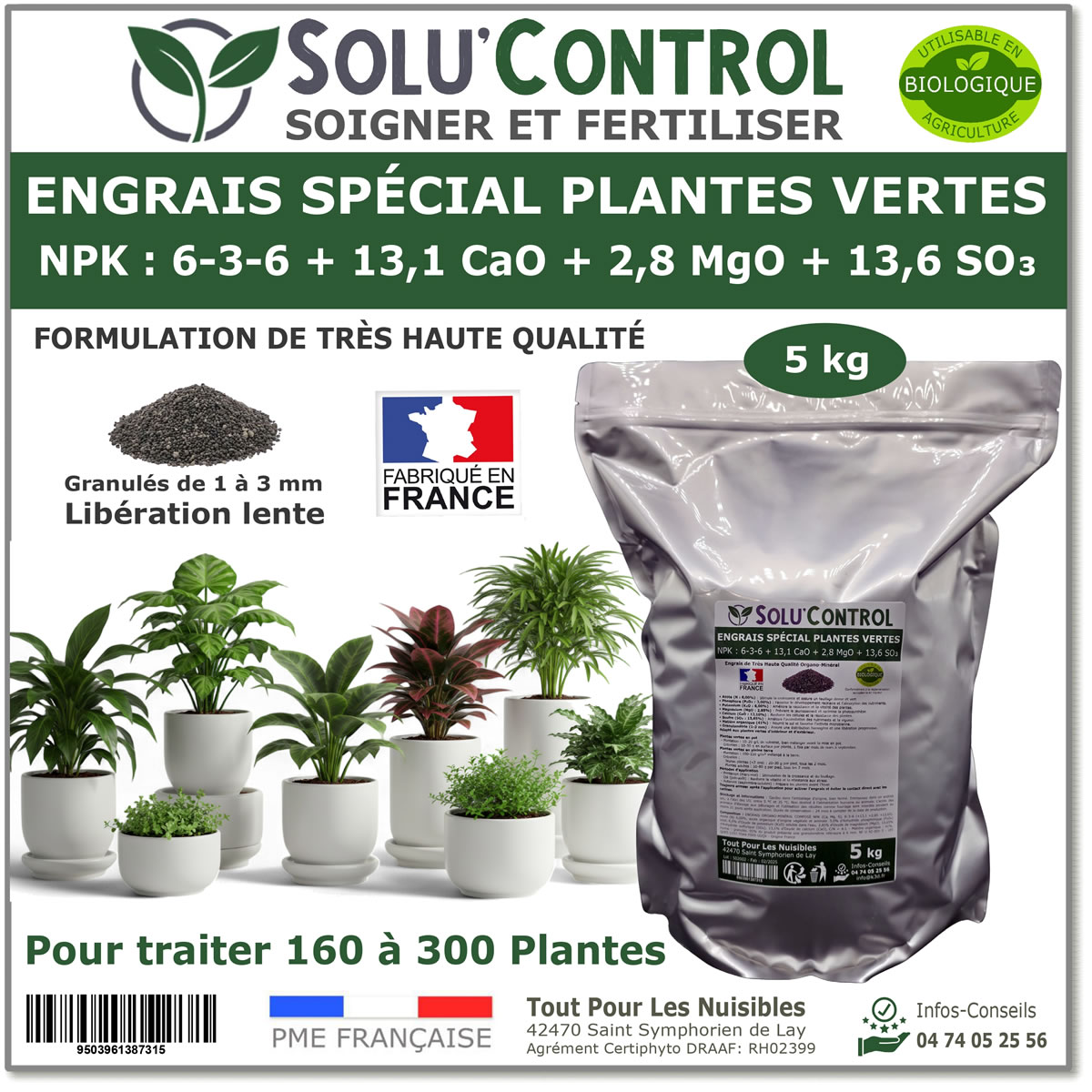 Farine De Sang CULTIVERS 5 Kg - Engrais Écologique Azote Fer Pour Plantes Et Cultures