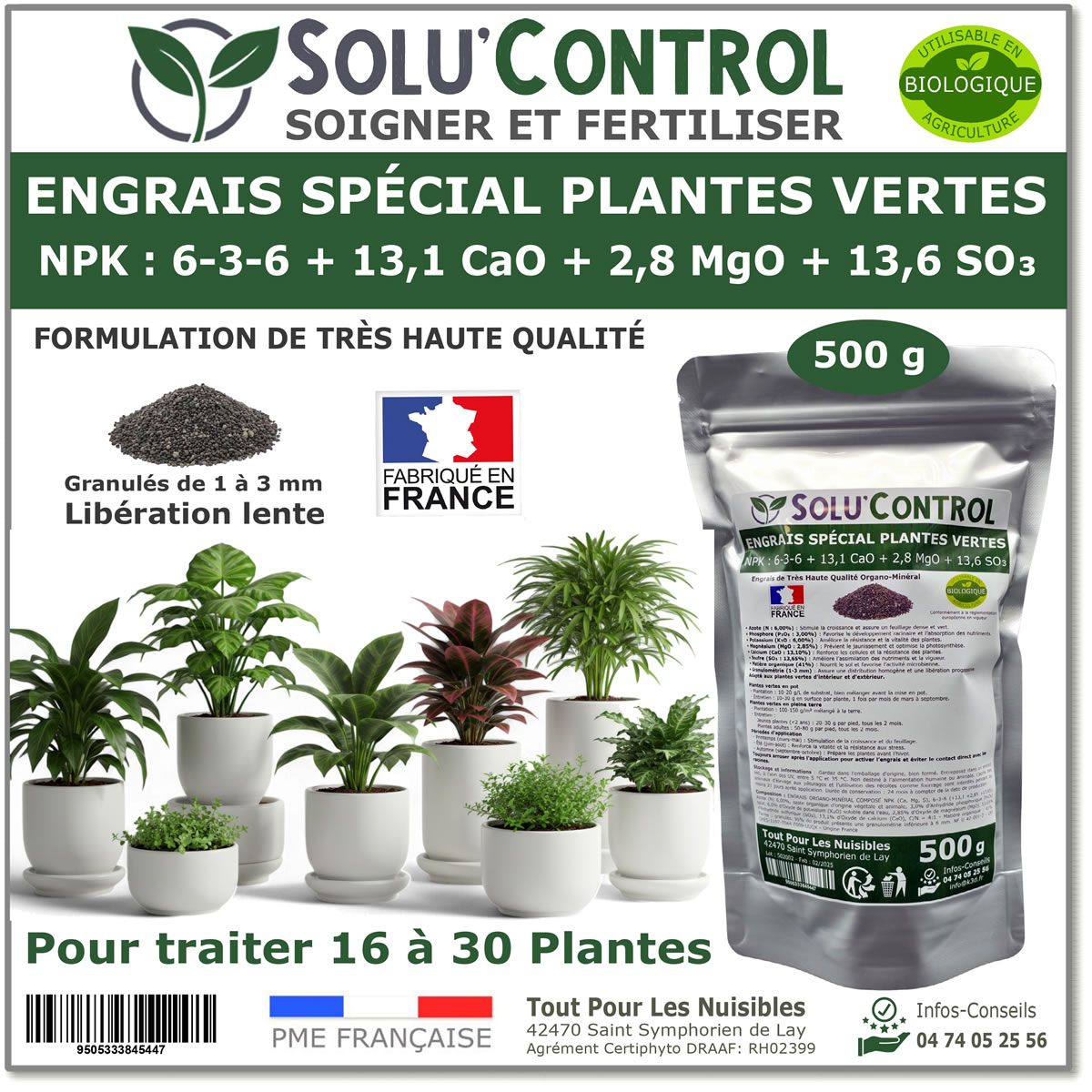 TERRA NOSTRA Engrais Premium Agrumes & Plantes Méditerranéennes - 1,5 Kg Mini Granulés Bio Fabriqué En France