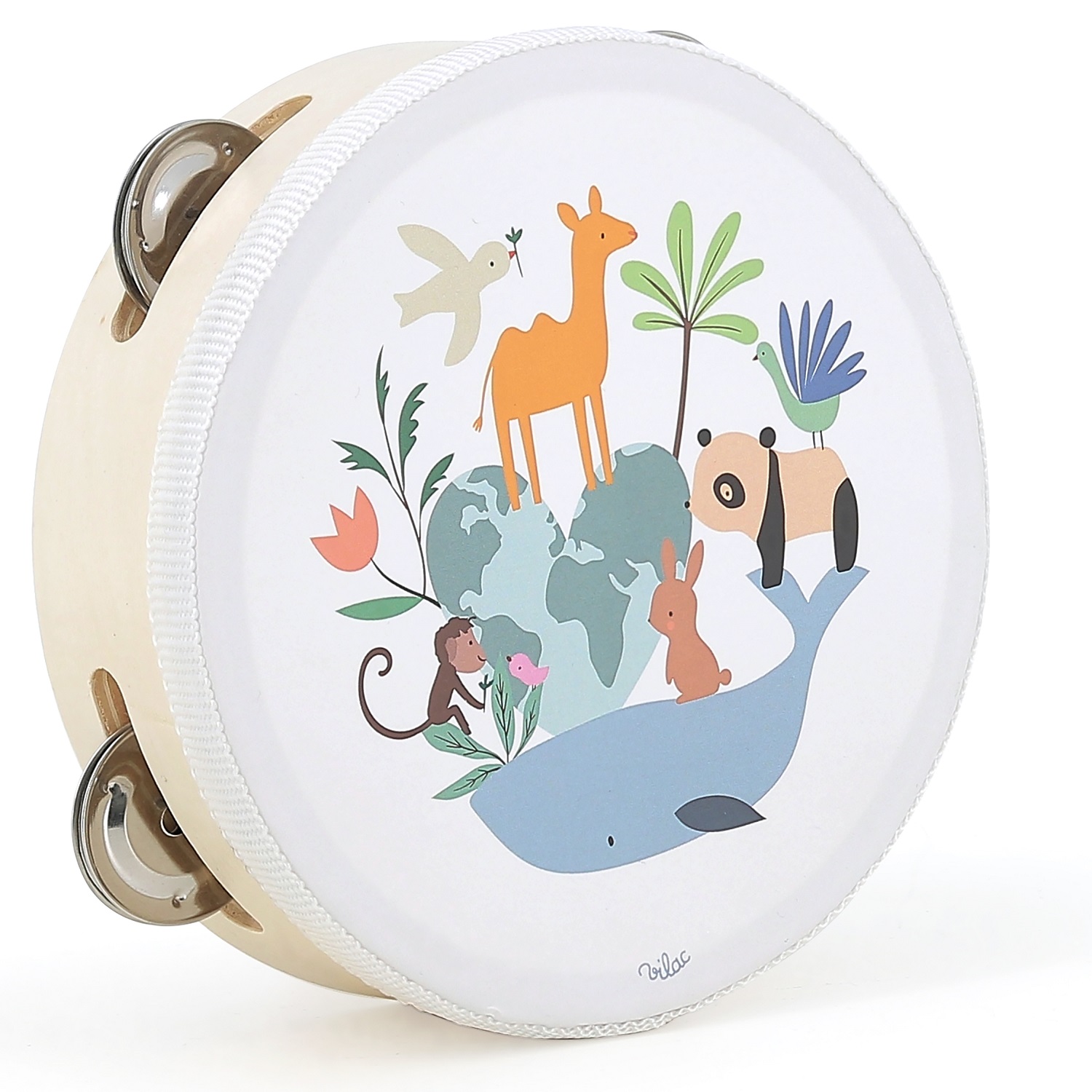 VILAC - Maracas Les Animaux du Monde - Sarah Betz - Jouet Musicale - 1 Maracas en Bois - Jeux d'Eveil pour Enfant en Bois - Jouet pour Enfant Dès 3 Ans - 7110