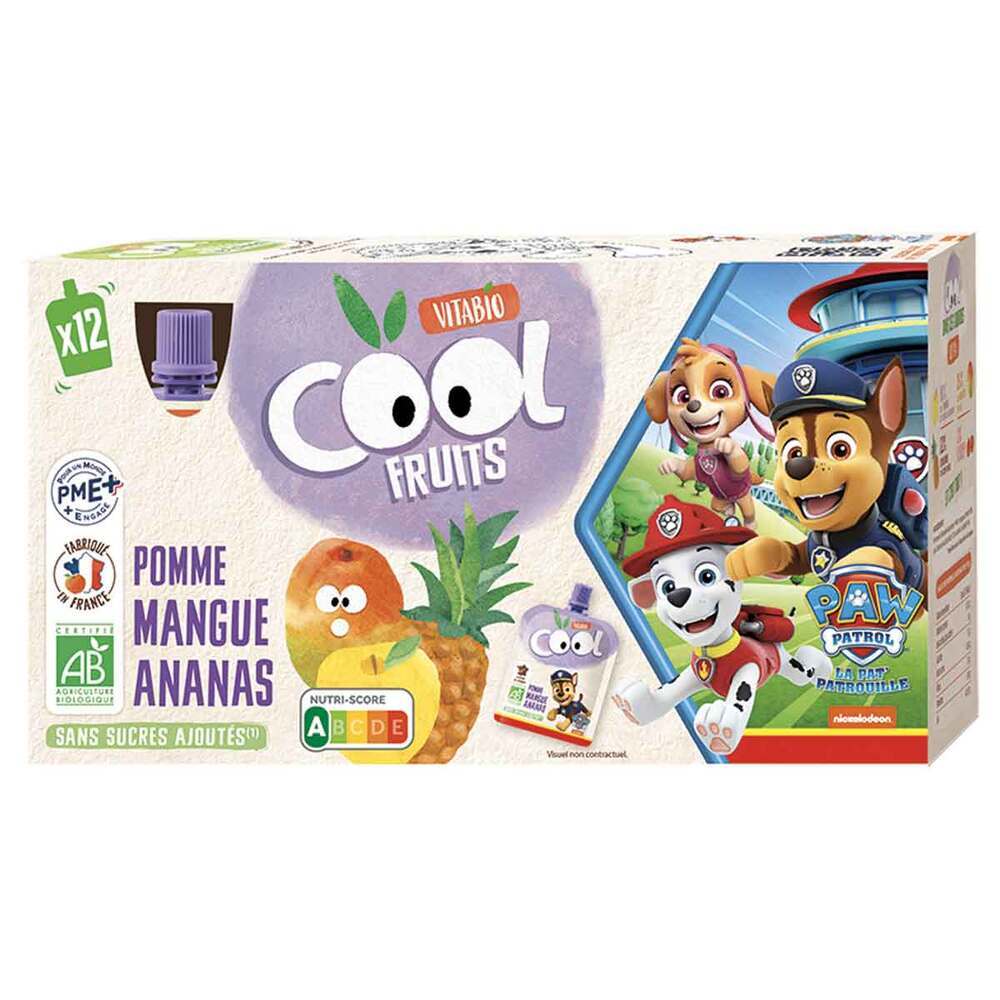 Compotes Cool fruits pomme mangue ananas 12x90g Greenweez