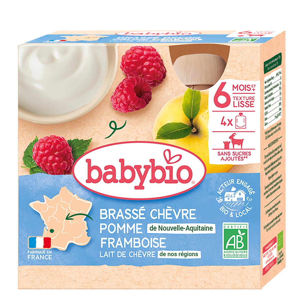 Chevre Fruits Rouges Brassé chèvre pomme fruits rouges bio 4x85g dès 6 mois | Greenweez