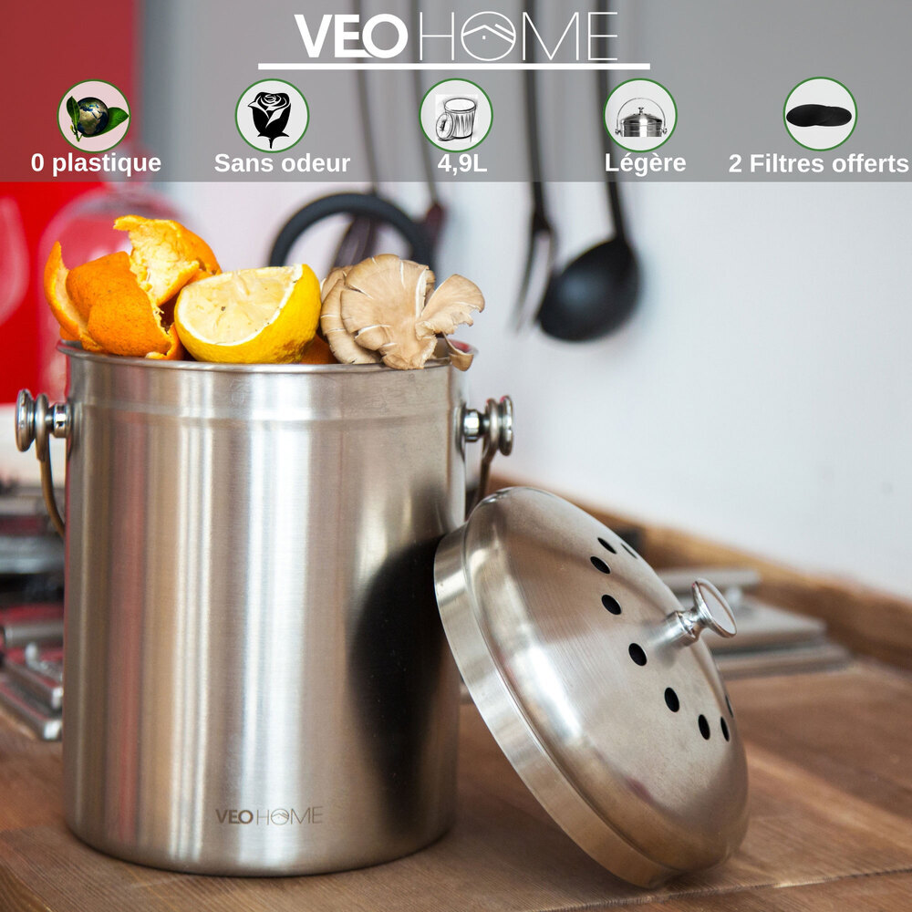 Poubelle De Cuisine Suspendue 8L Ou 10L - Couvercle étanche - Sans Perçage, Adhésif Inclus
