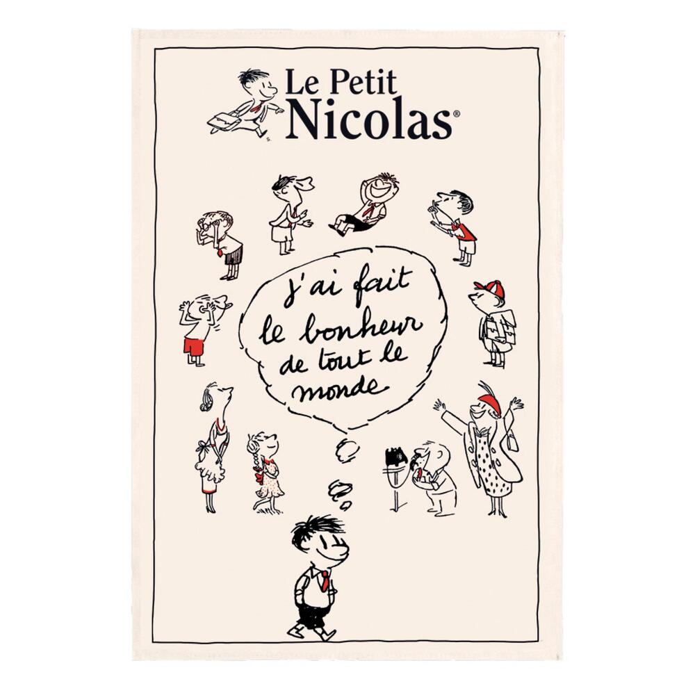 Torchon Petit Nicolas Le bonheur ecru 48 x 72 cm Winkler | Greenweez