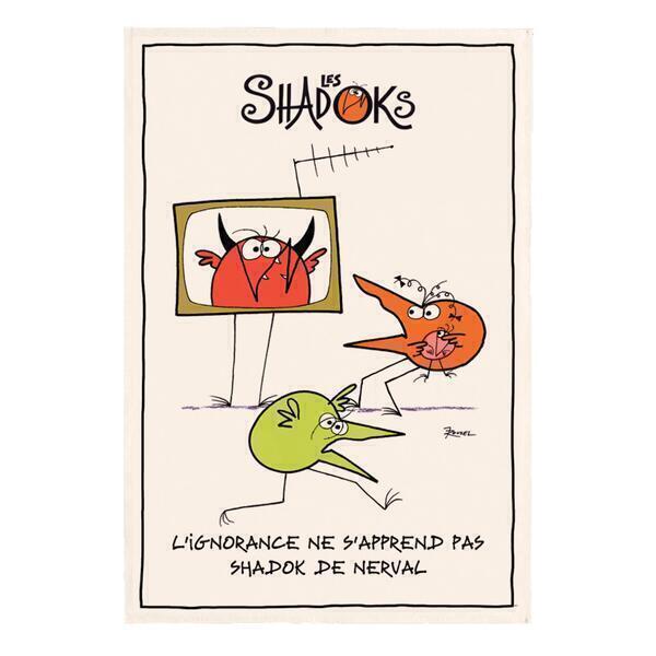 Torchon Shadoks 'Les Interdits' - 48 X 72 Cm - 100% Coton écru - Lavable à 40°C - Motif Humoristique Winkler