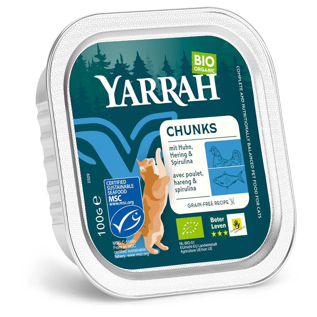 Yarrah - Bouchées pour chat barquette Poisson 100g