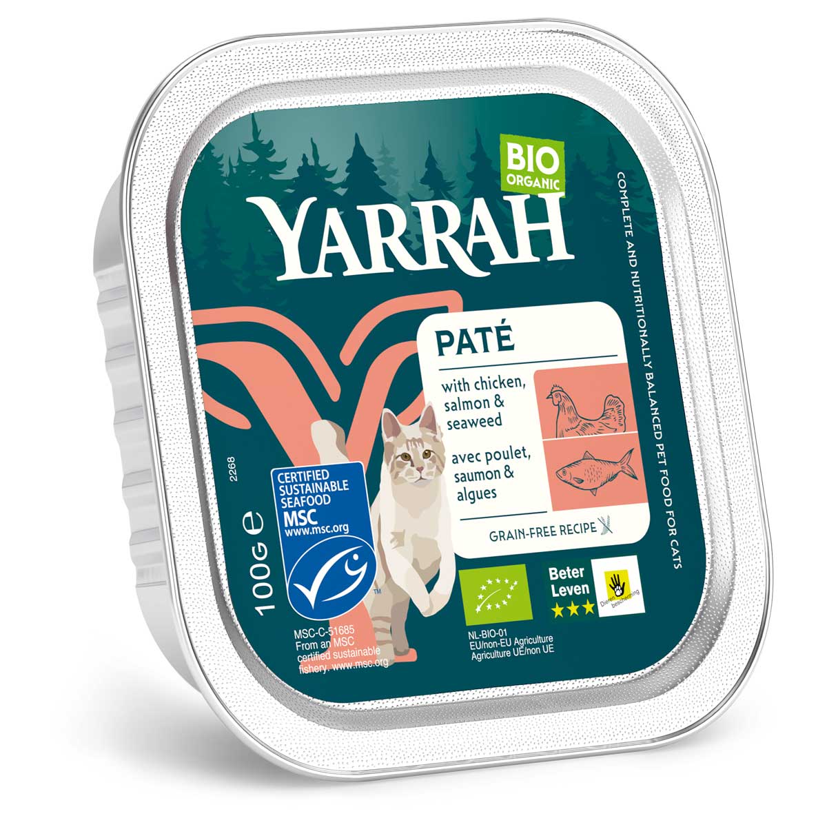 Yarrah - Pâtée pour chat barquette Saumon 100g