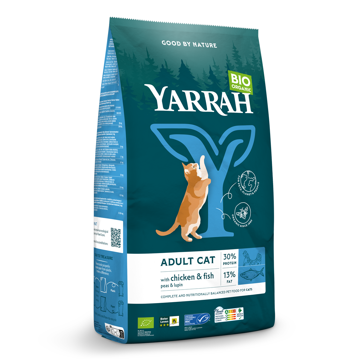 Yarrah - Croquettes pour chat poulet et poisson bio 2,4kg