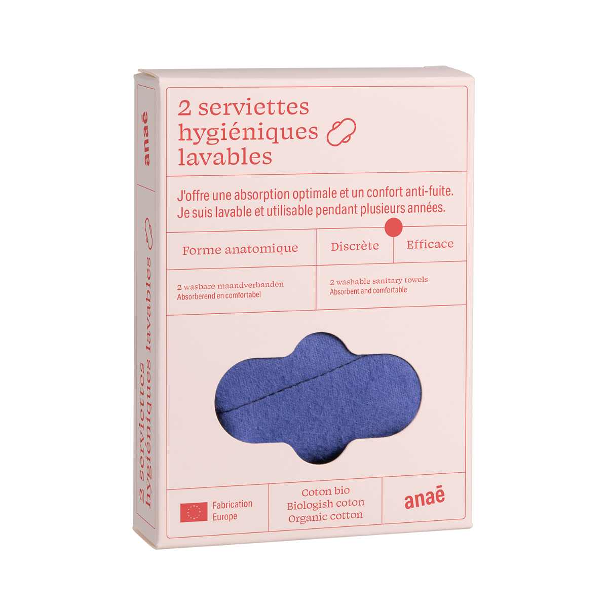 Pack De 3 Serviettes Hygiéniques Lavables 23 Cm - La Petite Crevette - Écologiques Et Réutilisables